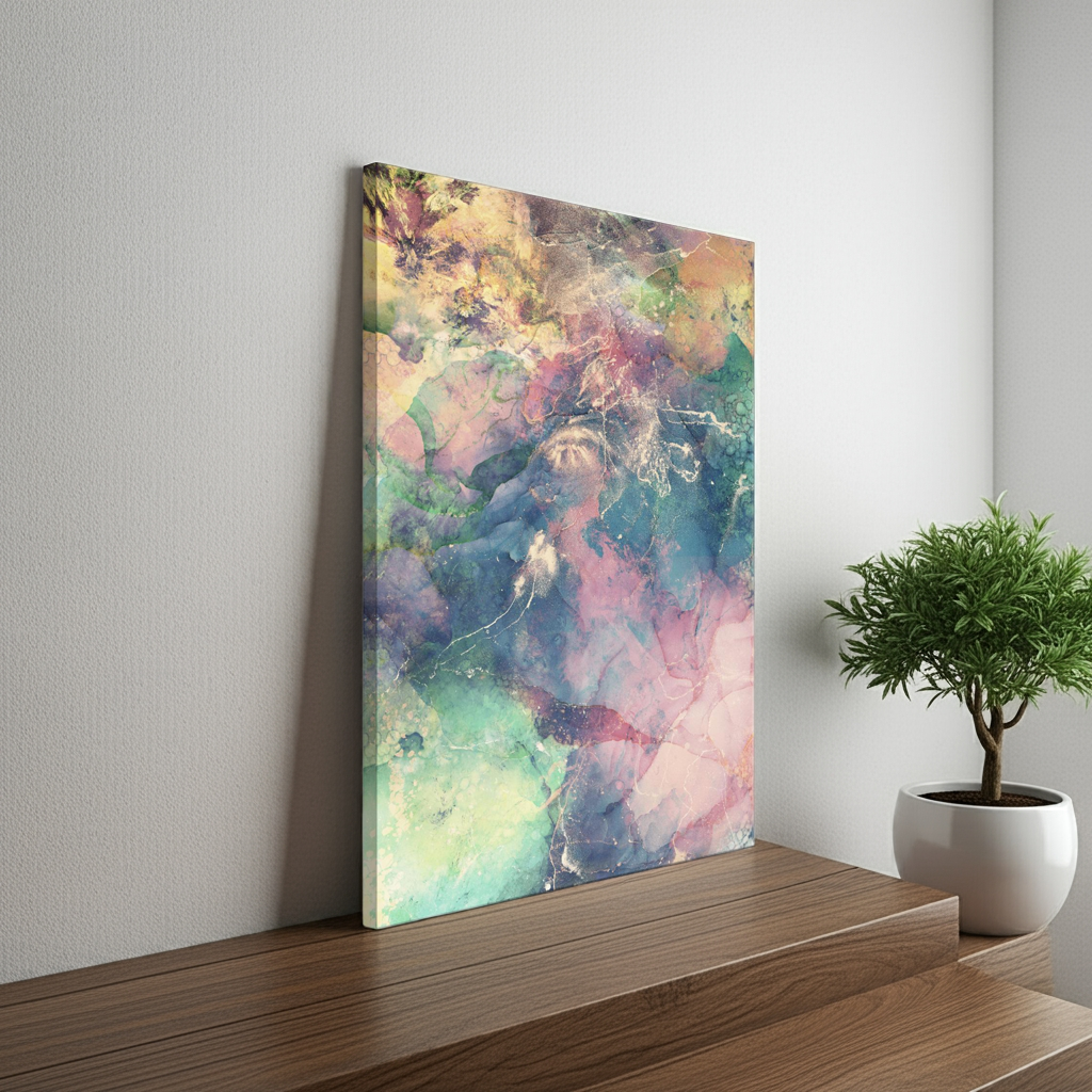 Wanddeko mit kräftigen Farbtönen im Wohnzimmer
