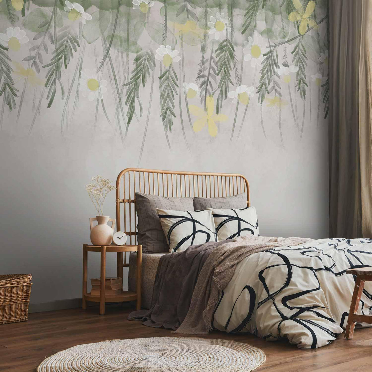 Fototapete - Home herbarium - subtle floral motif with flowers in watercolour style