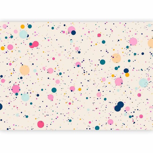 Fototapete - Dots Speckles and Splatters Multicolored Cheerful Pattern on a Light Pink Background