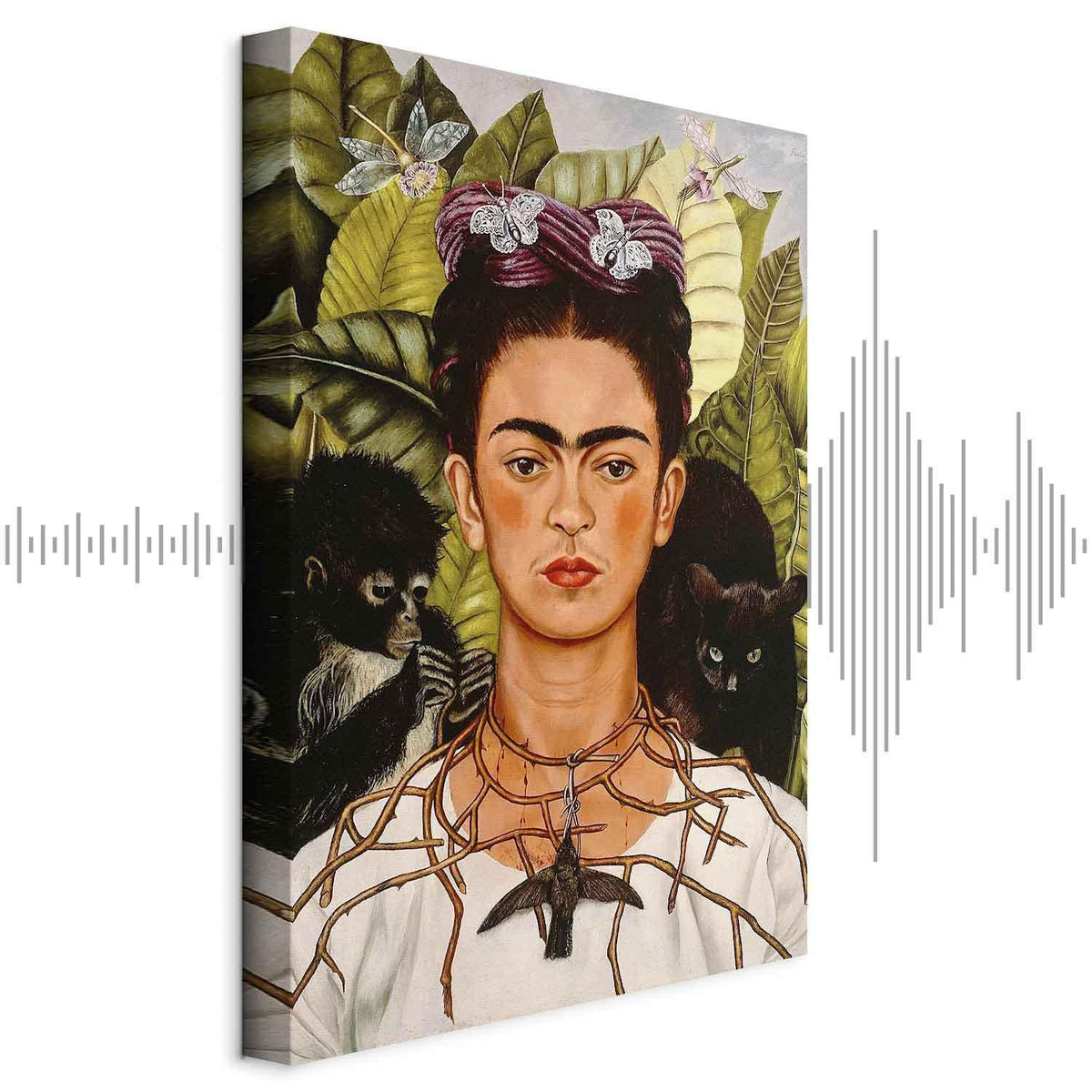 Leinwandbild - Frida Kahlo – Self-Portrait with Thorn Necklace and Hummingbird