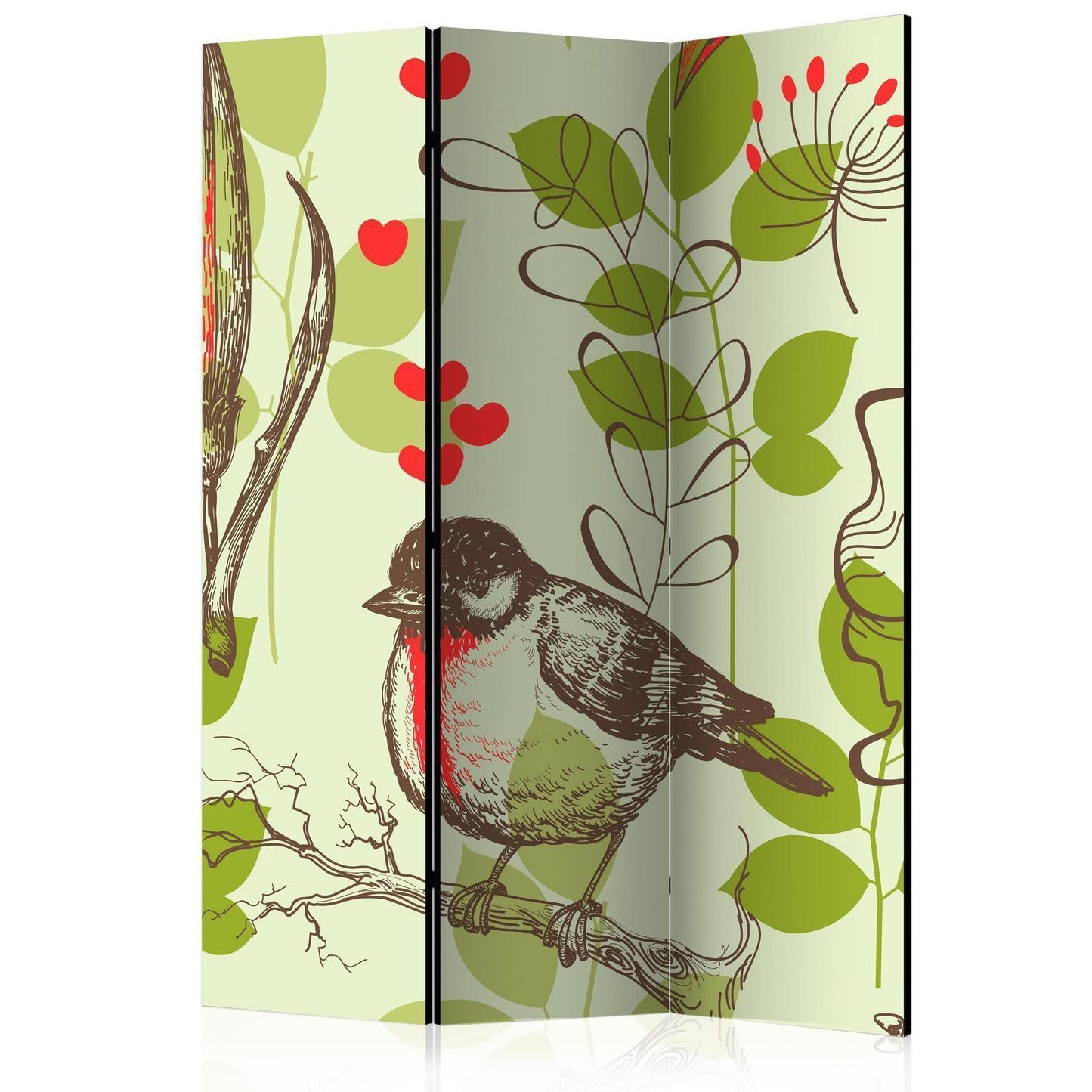 Paravent - Bird and lilies vintage pattern Artgeist