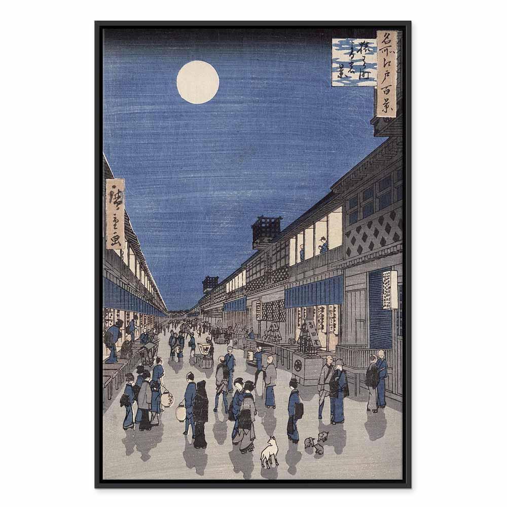 Leinwandbild - Utagawa Hiroshige – Night time view of Saruwaka Street
