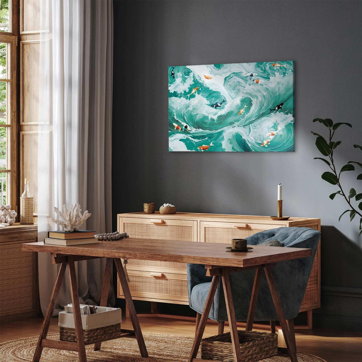 Leinwandbild - Fish and waves
