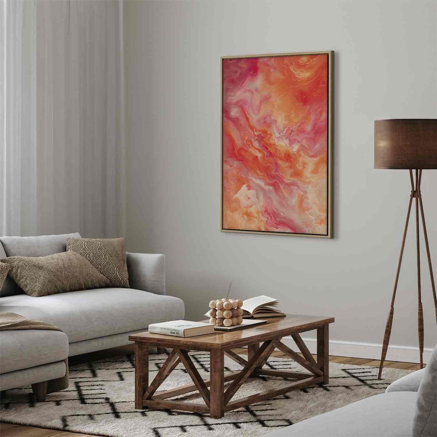 Leinwandbild - Fiery Colors - Dynamic Shapes in Colors of Fire and Pink Artgeist