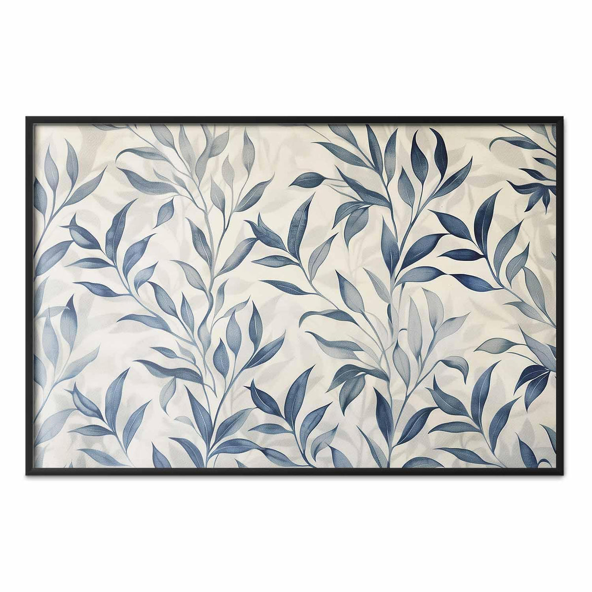 Poster - Delicate Botanical Motif with Blue Leaves