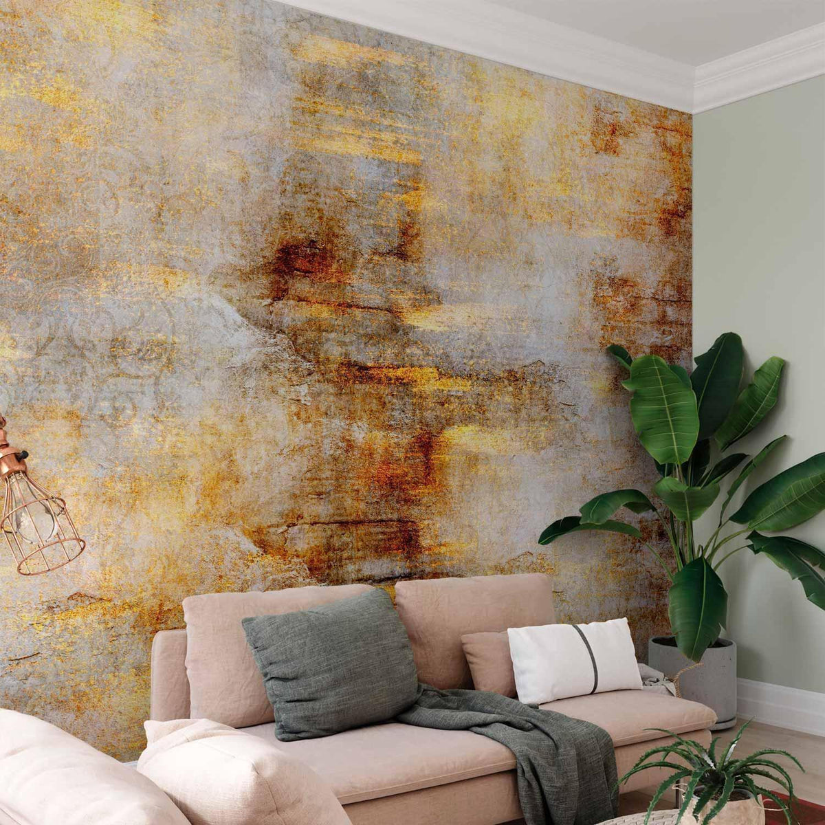Bild 1: Fototapete Goldene Abstraktion – Elegante Wanddekoration mit goldenen Mustern (Golden Expression Wallpaper)