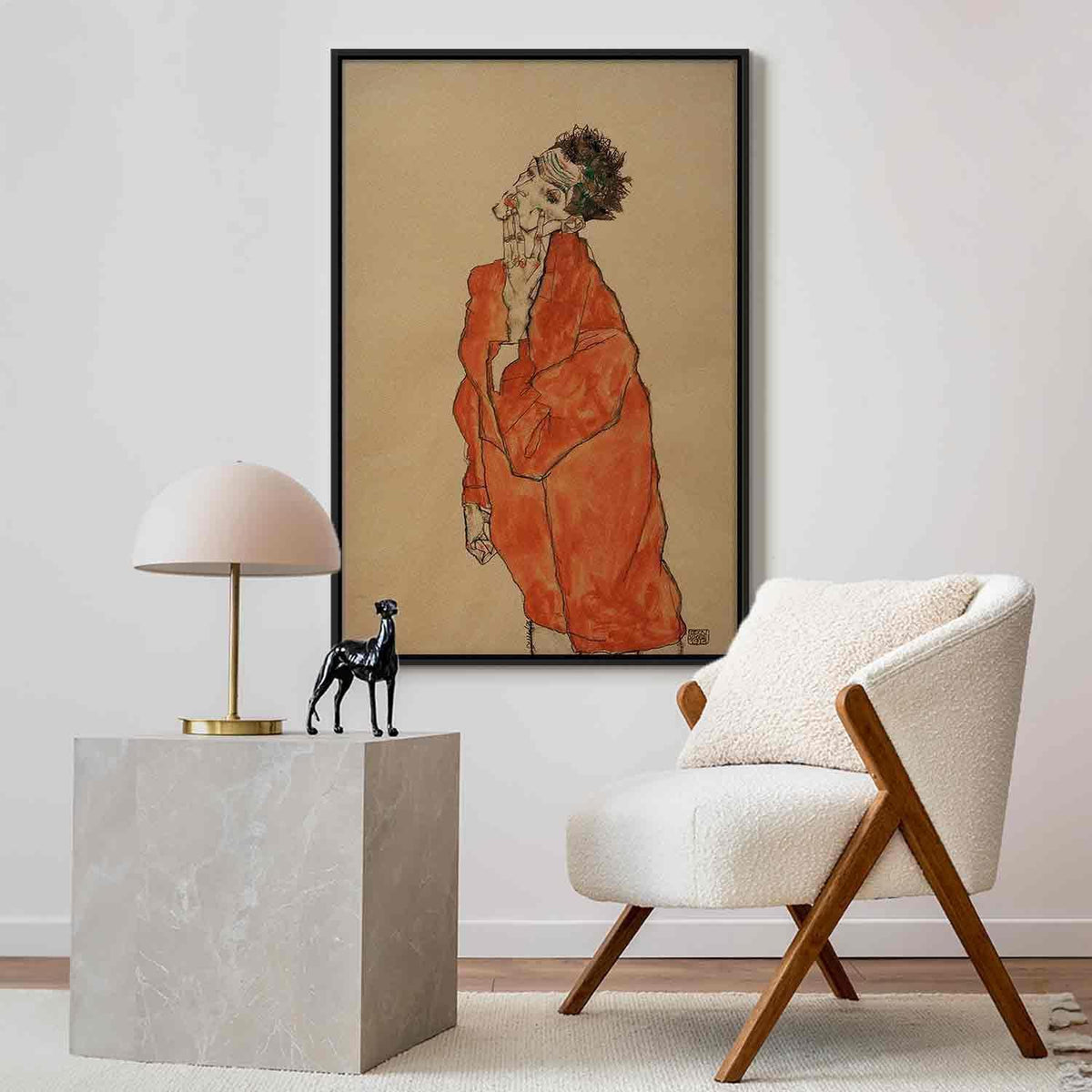 Leinwandbild - Egon Schiele – Self-Portrait (Man in Orange Jacket)