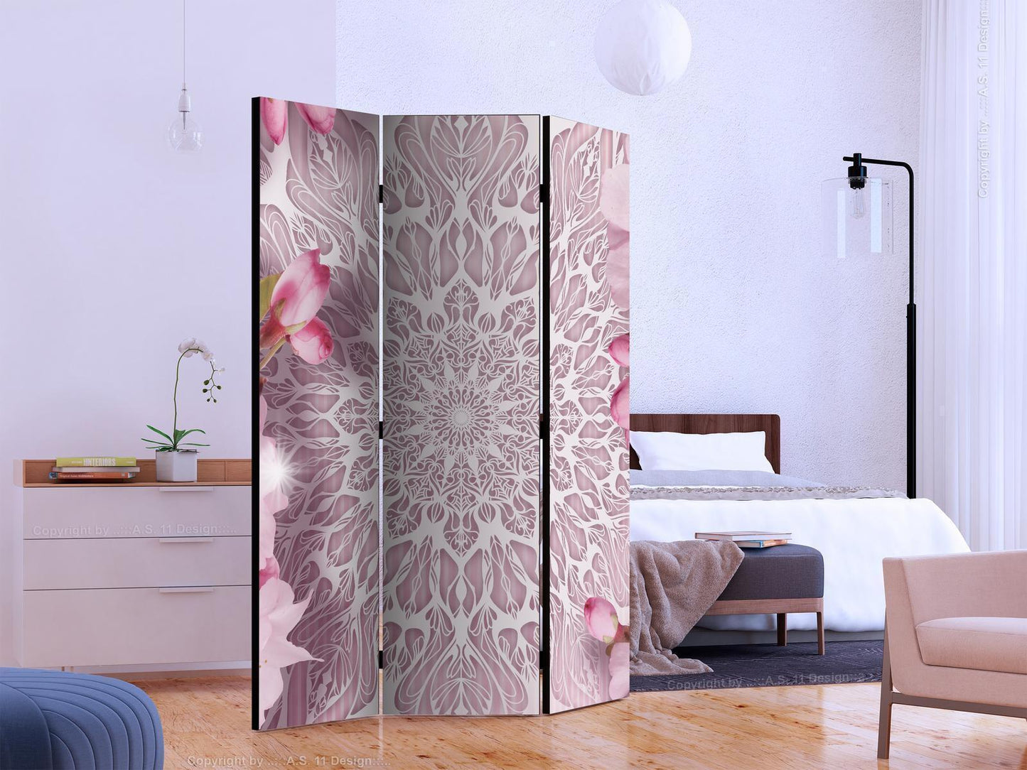 Raumteiler „Pastel Mandala“ – Mandala Paravent in sanften Pastellfarben