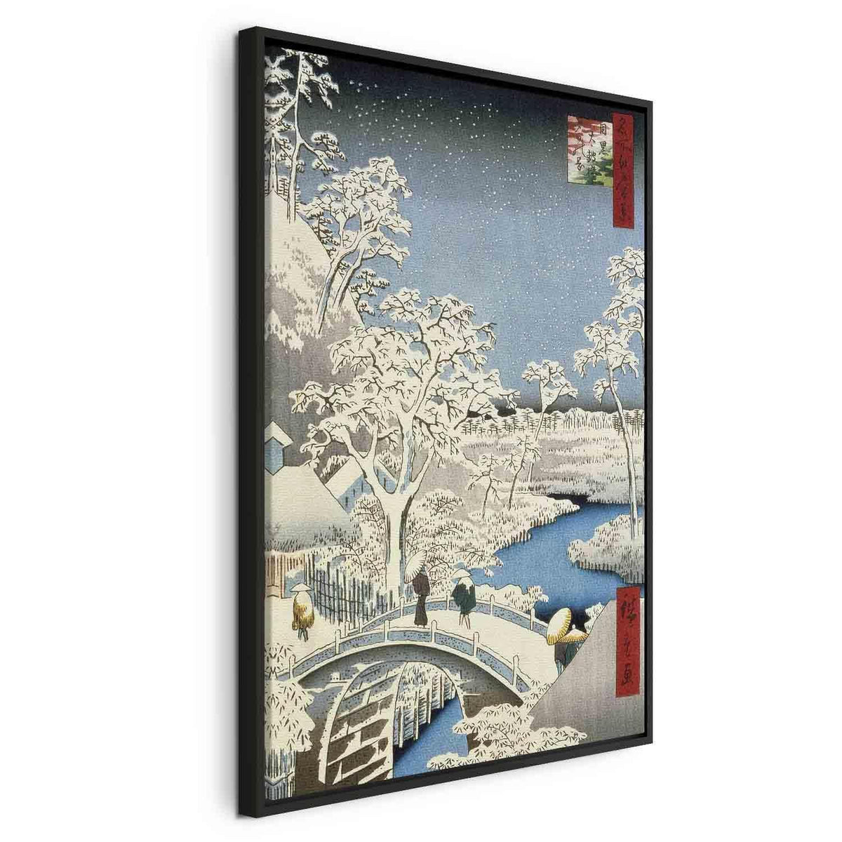 Leinwandbild - Utagawa Hiroshige – Drum bridge and Setting Sun Hill at Meguro