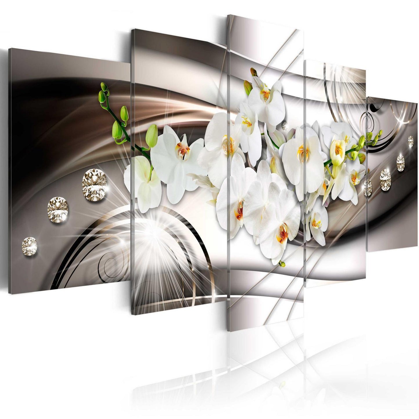 Leinwandbild „Orchidee mit Diamanten“ – Blütenglanz trifft Eleganz