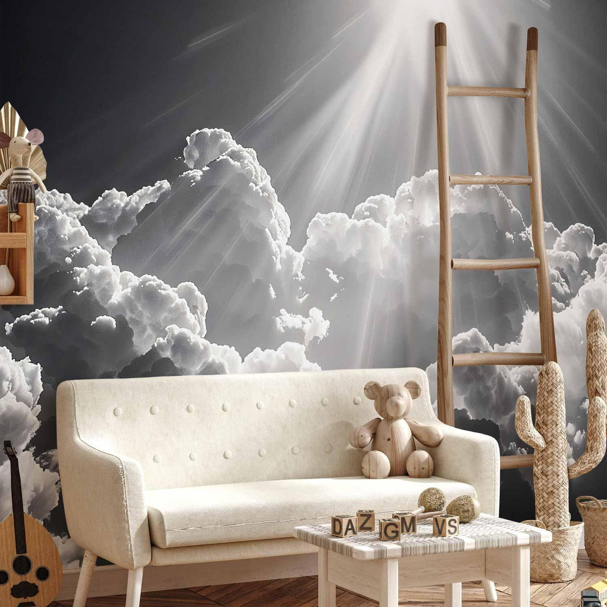 Fototapete - Hope in the Clouds: Inspiring Rays of the Sun – Awaken Emotions