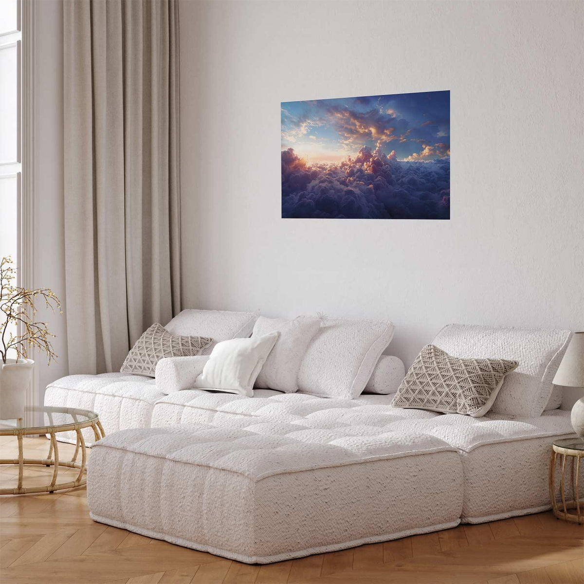 Poster - Sun in Hiding: The Golden Face of the Sky Over the Cloudy Sea