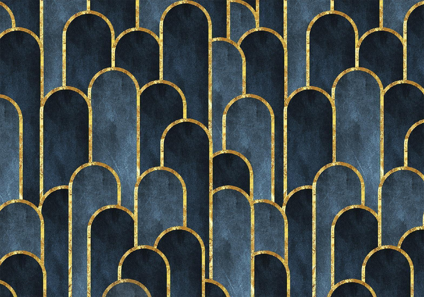 Premium Vlies Material der Fototapete Gold Navy Blau Muster - Hochwertige europäische Qualität