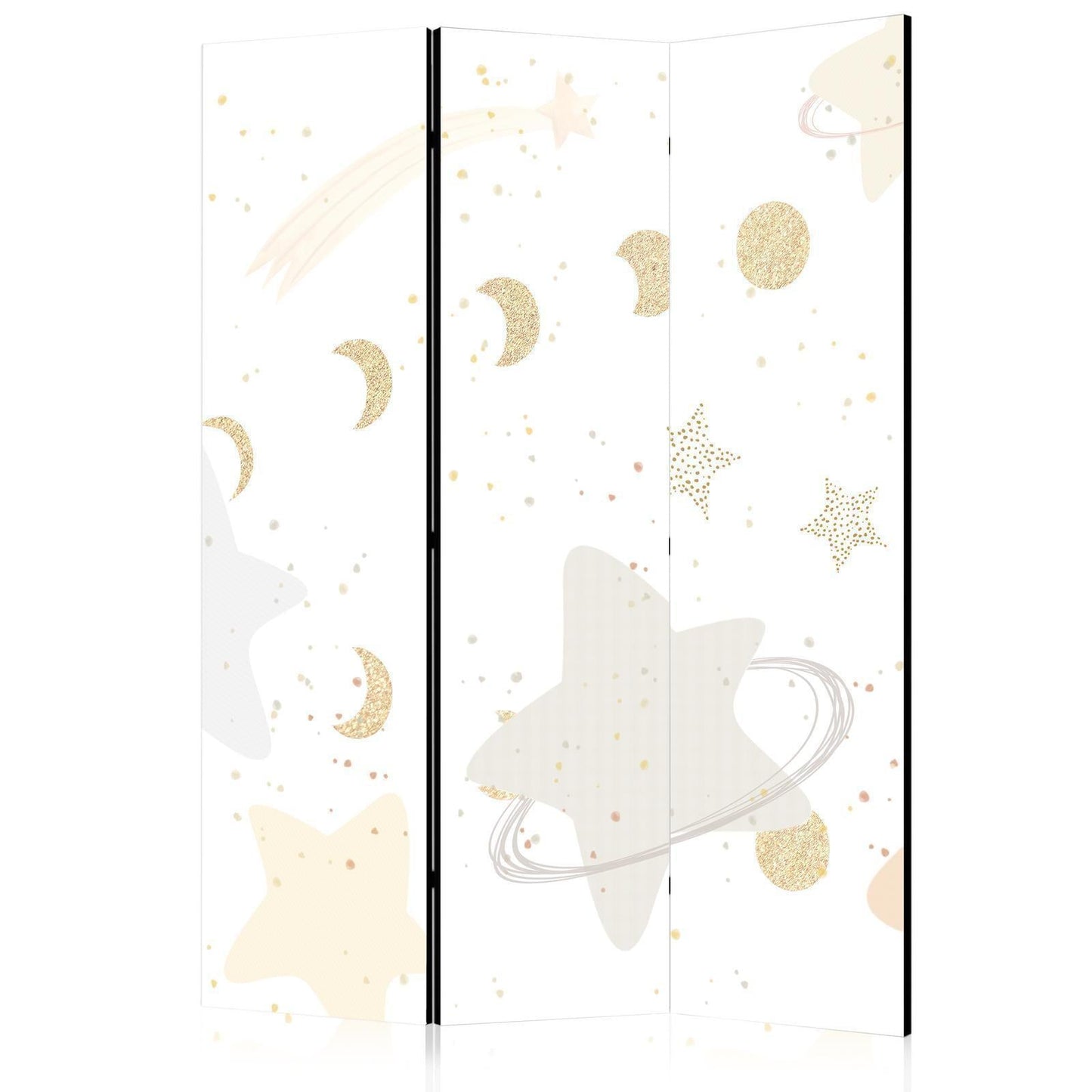 Paravent - Fairy-Tale Galaxy - Moon Phases in Shades of Yellow Among Stars in Beige and Ash Colors with Stardust Artgeist
