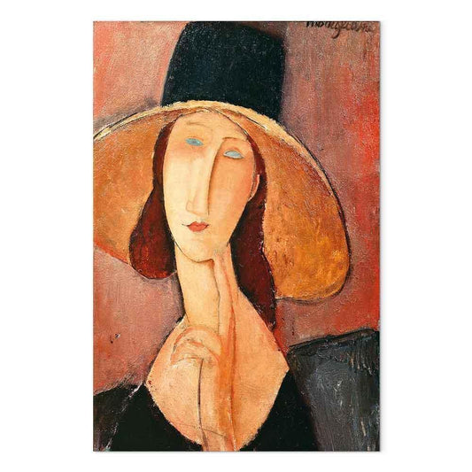 Leinwandbild - Amedeo Modigliani – Portrait of Jeanne Hebuterne in a Large Hat