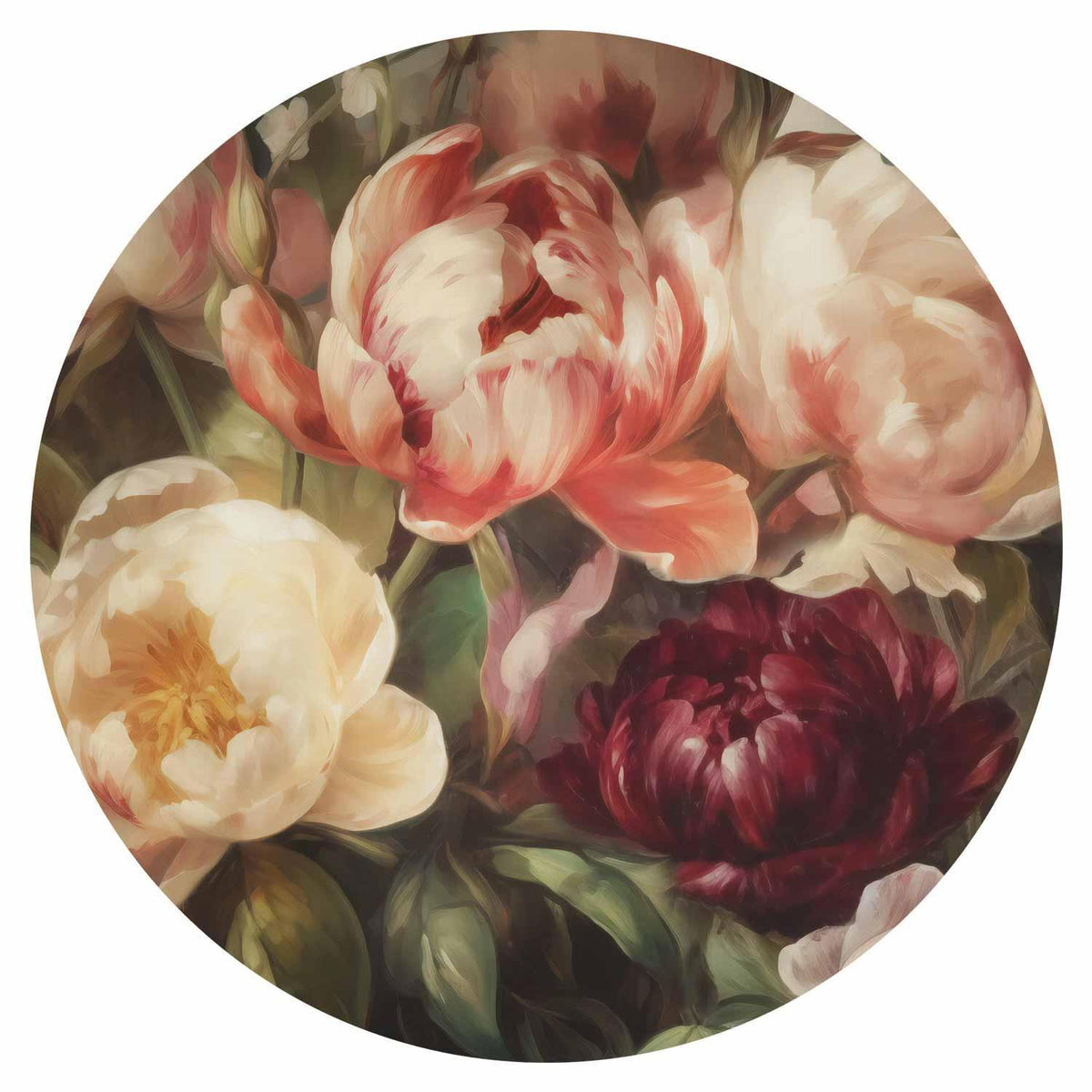 Runde Fototapete - Charismatic peonies