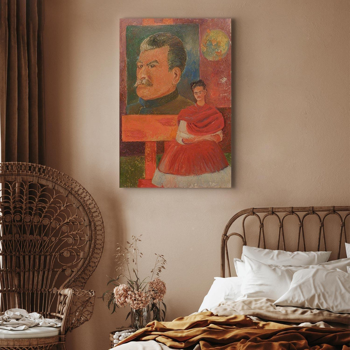 Leinwandbild - Frida Kahlo – Self-Portrait with Stalin