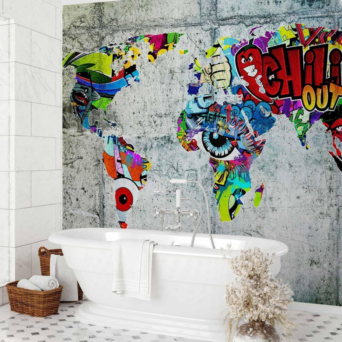 Fototapete - Map - Graffiti