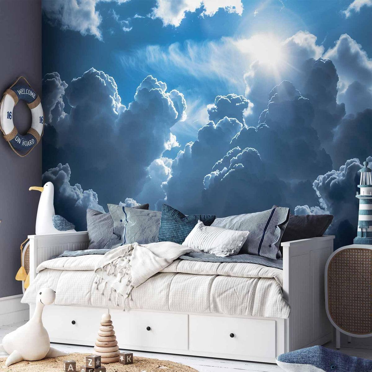 Fototapete - Animated Scenery: The Sun Battling with Clouds