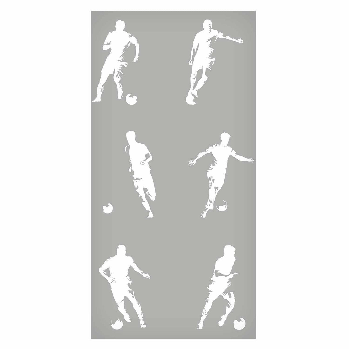 Tapete - Sports Silhouettes - Dynamic figures of soccer players on a gray background