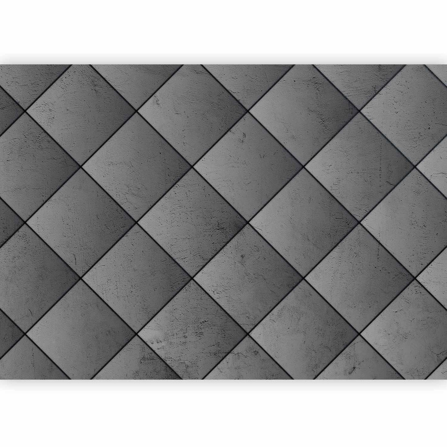 Fototapete - Grey symmetry - geometric pattern in concrete pattern with black joints Artgeist