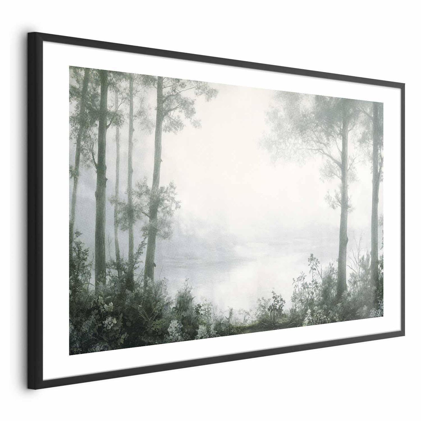Poster - Forest and Pond in Patinated Green Artgeist