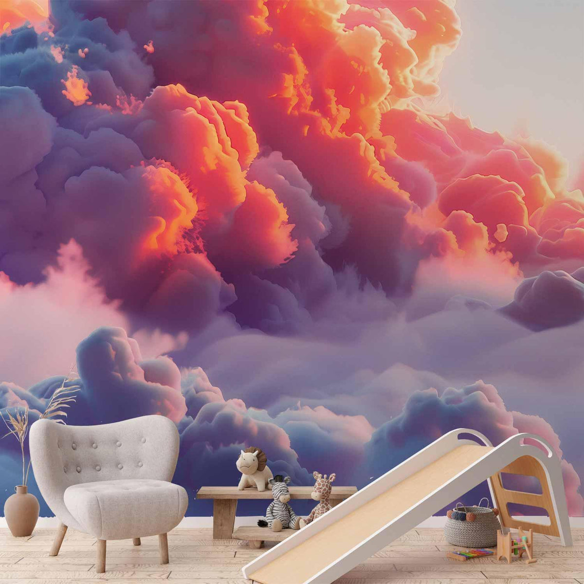 Fototapete Rosa Wolken - Dämmerungshimmel in Rosa und Violett