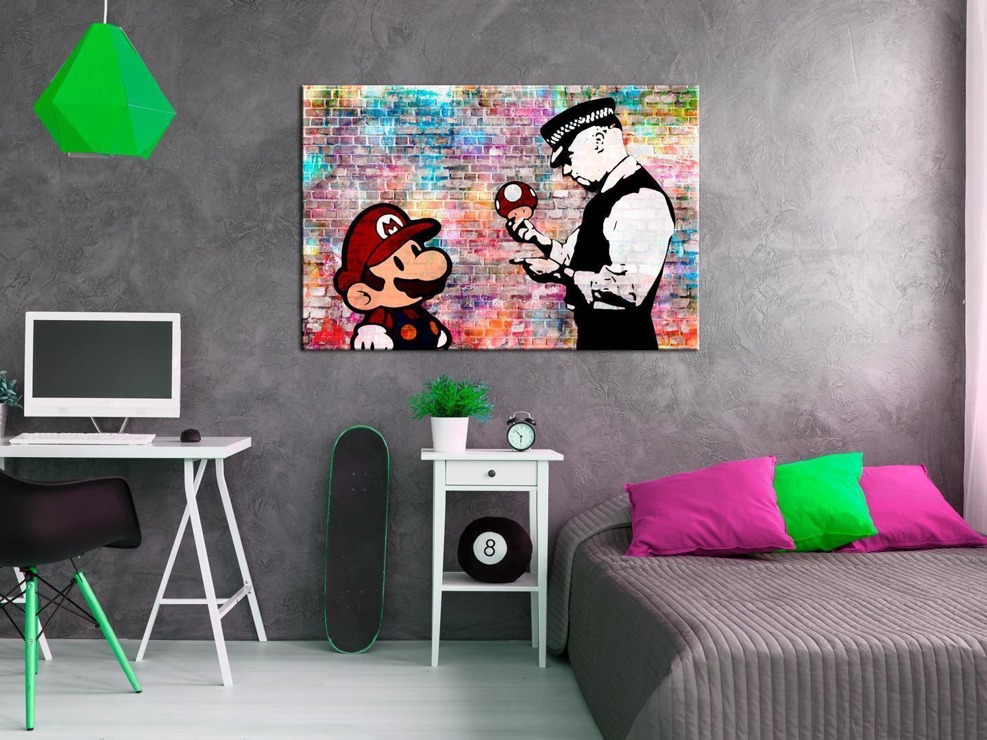 Leinwandbild - Banksy: Colourful Brick Artgeist