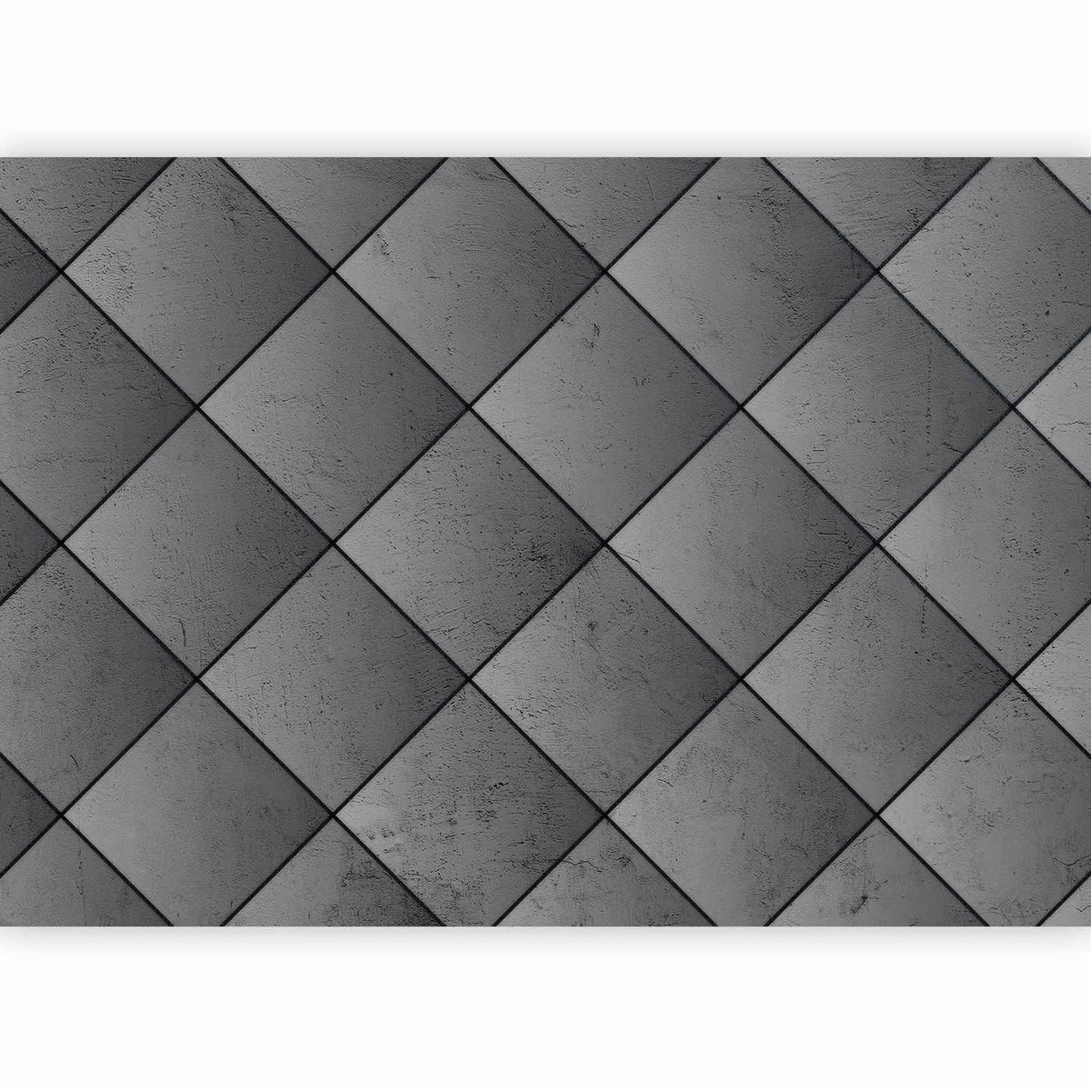 Fototapete - Grey symmetry - geometric pattern in concrete pattern with black joints