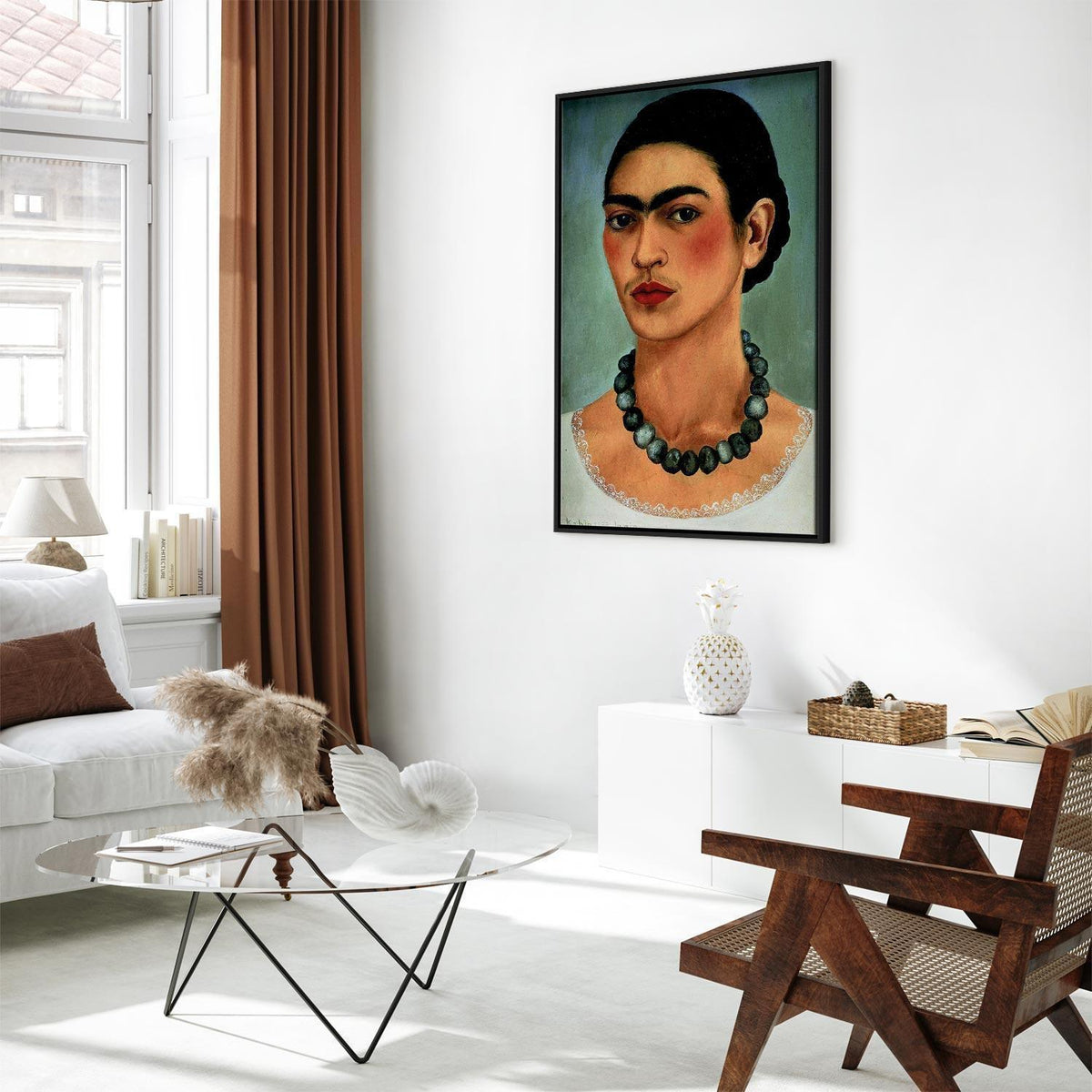Leinwandbild - Frida Kahlo – Self-Portrait with Beaded Necklace
