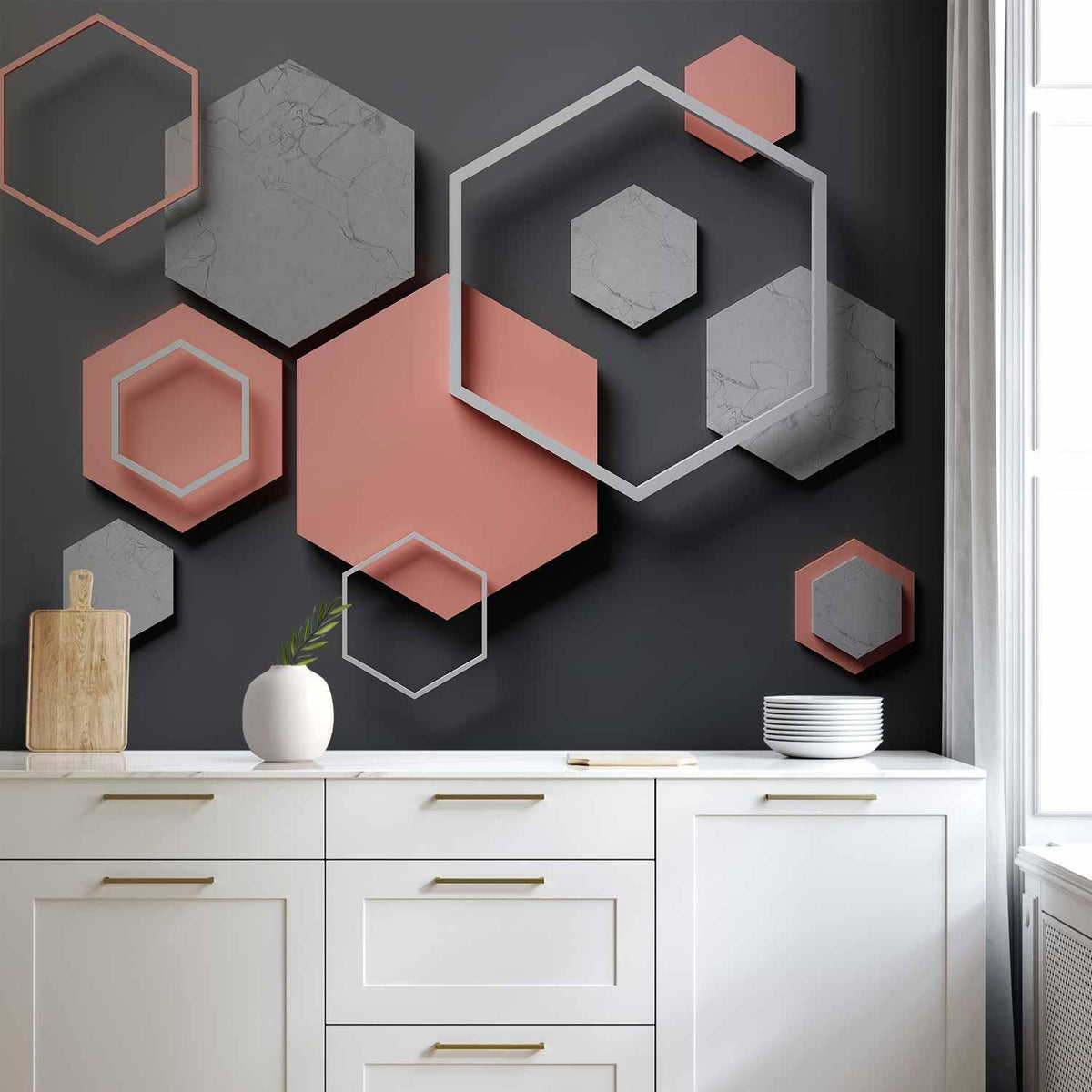 Fototapete - Hexagon Plan