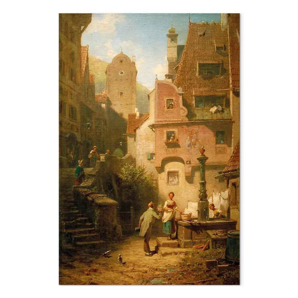 Leinwandbild - Carl Spitzweg – Well-Wisher Presenting Flowers