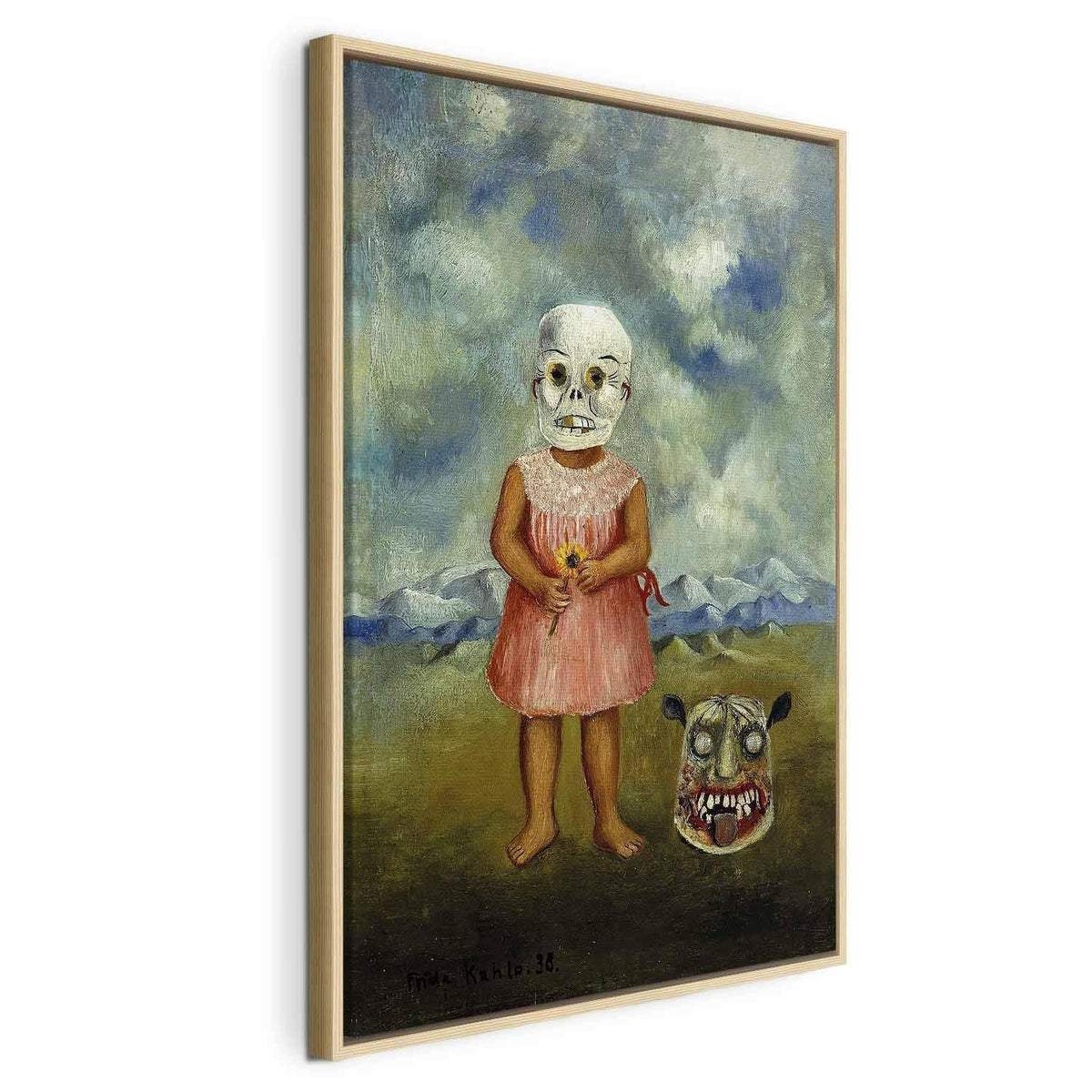 Leinwandbild - Frida Kahlo – Girl with Death Mask (She Plays Alone)