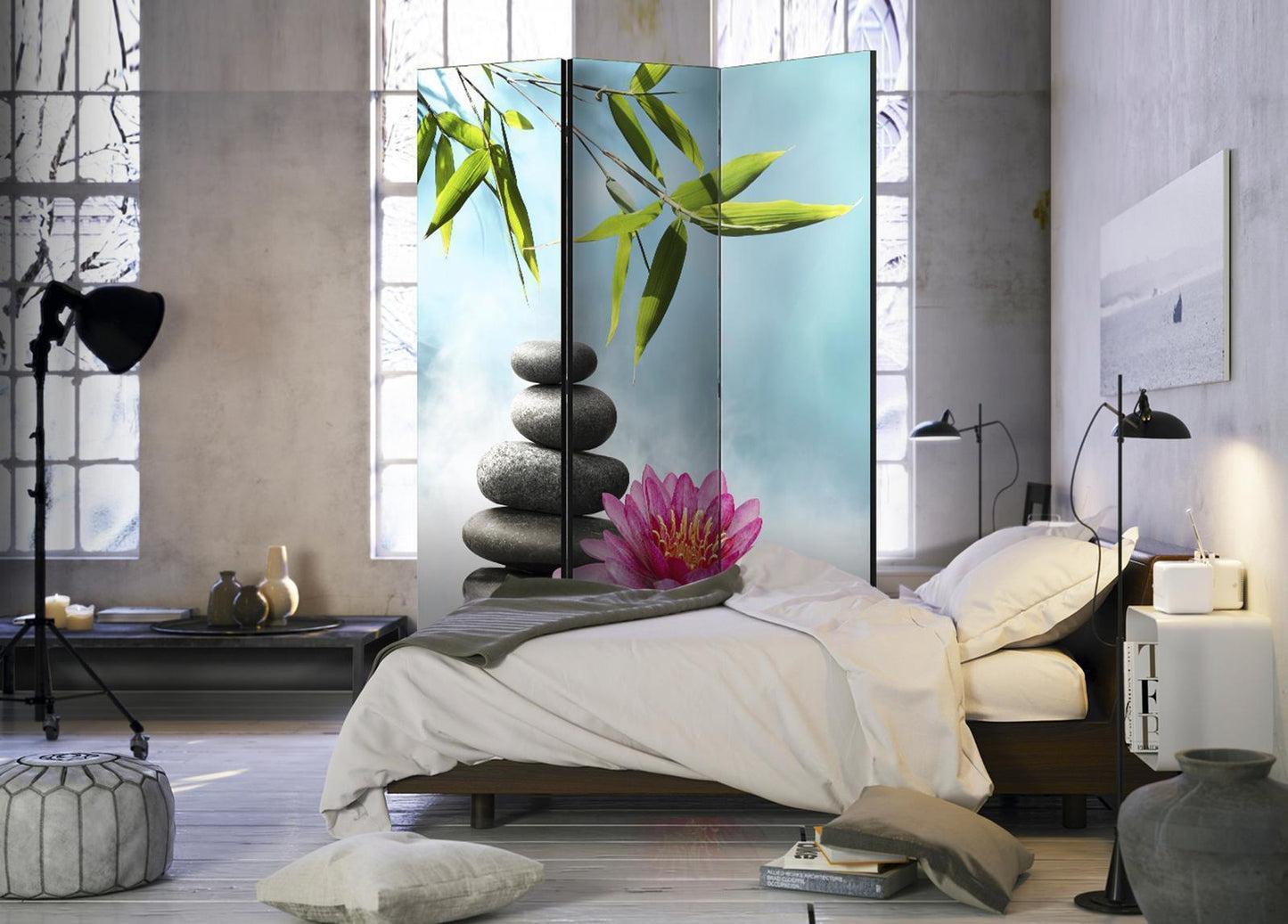 Paravent - Water Lily and Zen Stones Artgeist