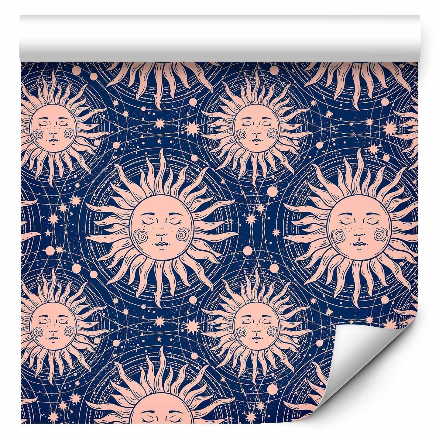 Tapete – Sonnensymbole auf dunkelblauem Hintergrund
