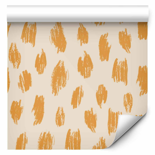 Tapete - Drawn Pattern in Dots and Spots - in shades of orange and ecru