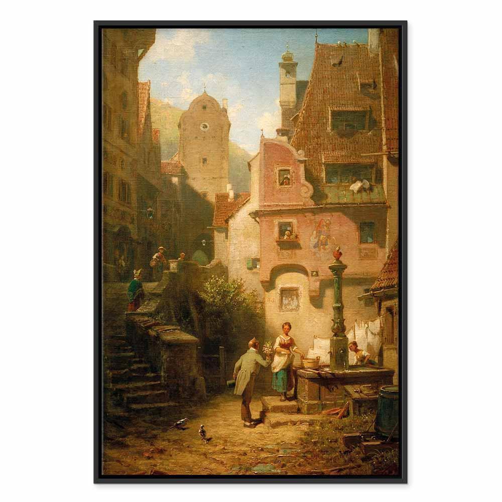 Leinwandbild - Carl Spitzweg – Well-Wisher Presenting Flowers