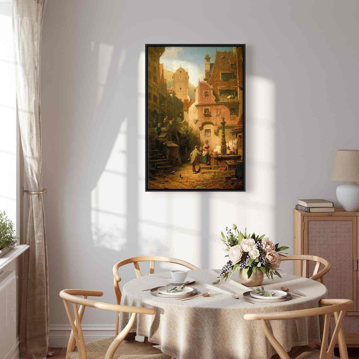 Leinwandbild - Carl Spitzweg – Well-Wisher Presenting Flowers