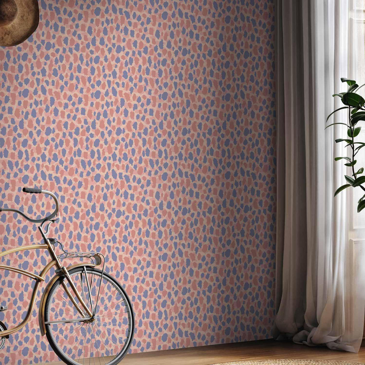 Tapete - Giraffe Pattern - colorful animal pattern in blue-pink spots
