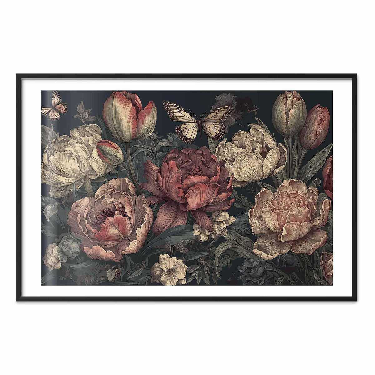 Poster - Flowers on a Turquoise Background