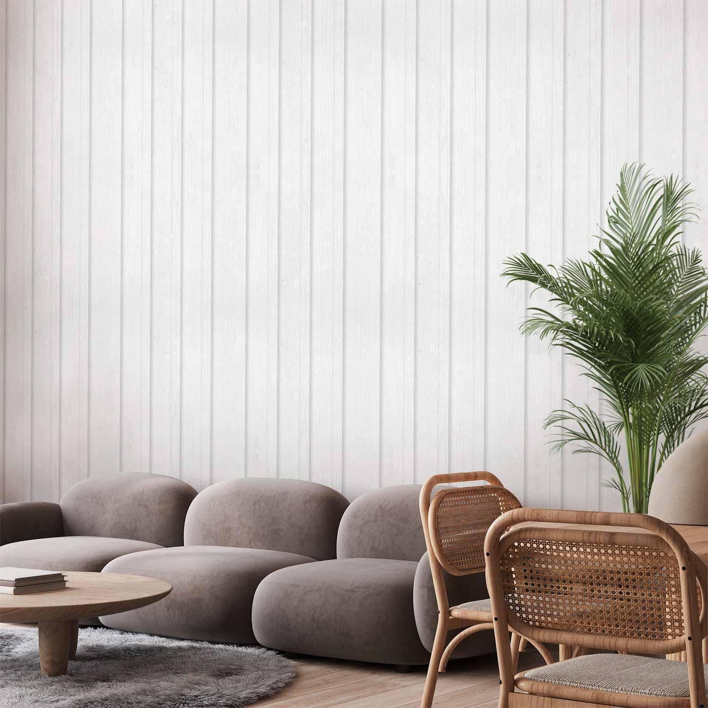 Tapete - Vertical Lines - White background with a delicate wood pattern vertically