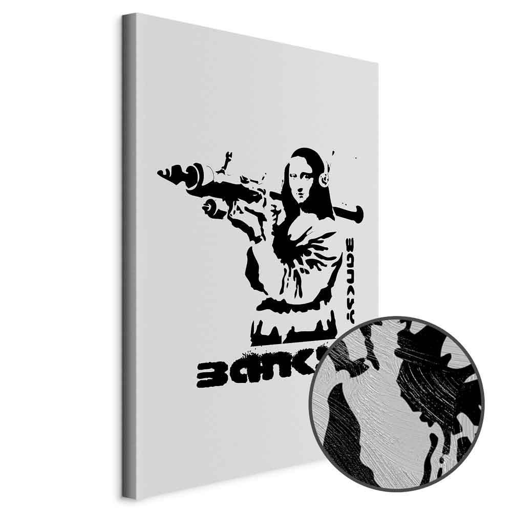 Leinwandbild - Contrast Duel (1-part) - Banksy on Mural with Mona Lisa