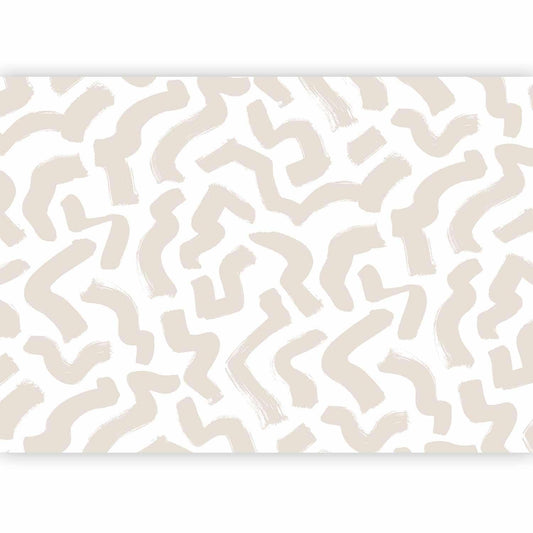 Fototapete - Abstract composition - beige patterns in shapes on a white background