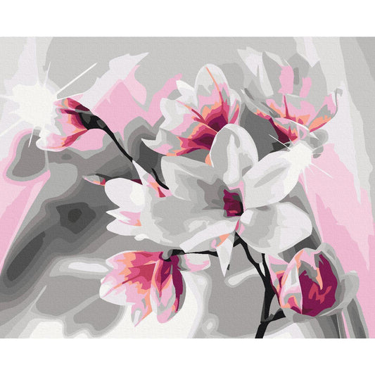 Malen nach Zahlen - Magnolia (Grey Background)