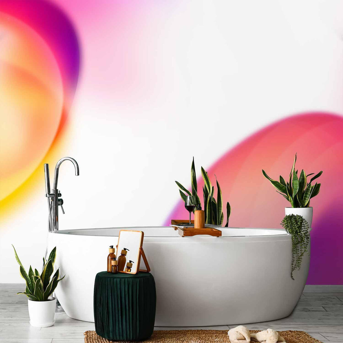 Fototapete - Abstraction - Shapes - Juicy Yellow and Violet-Pink