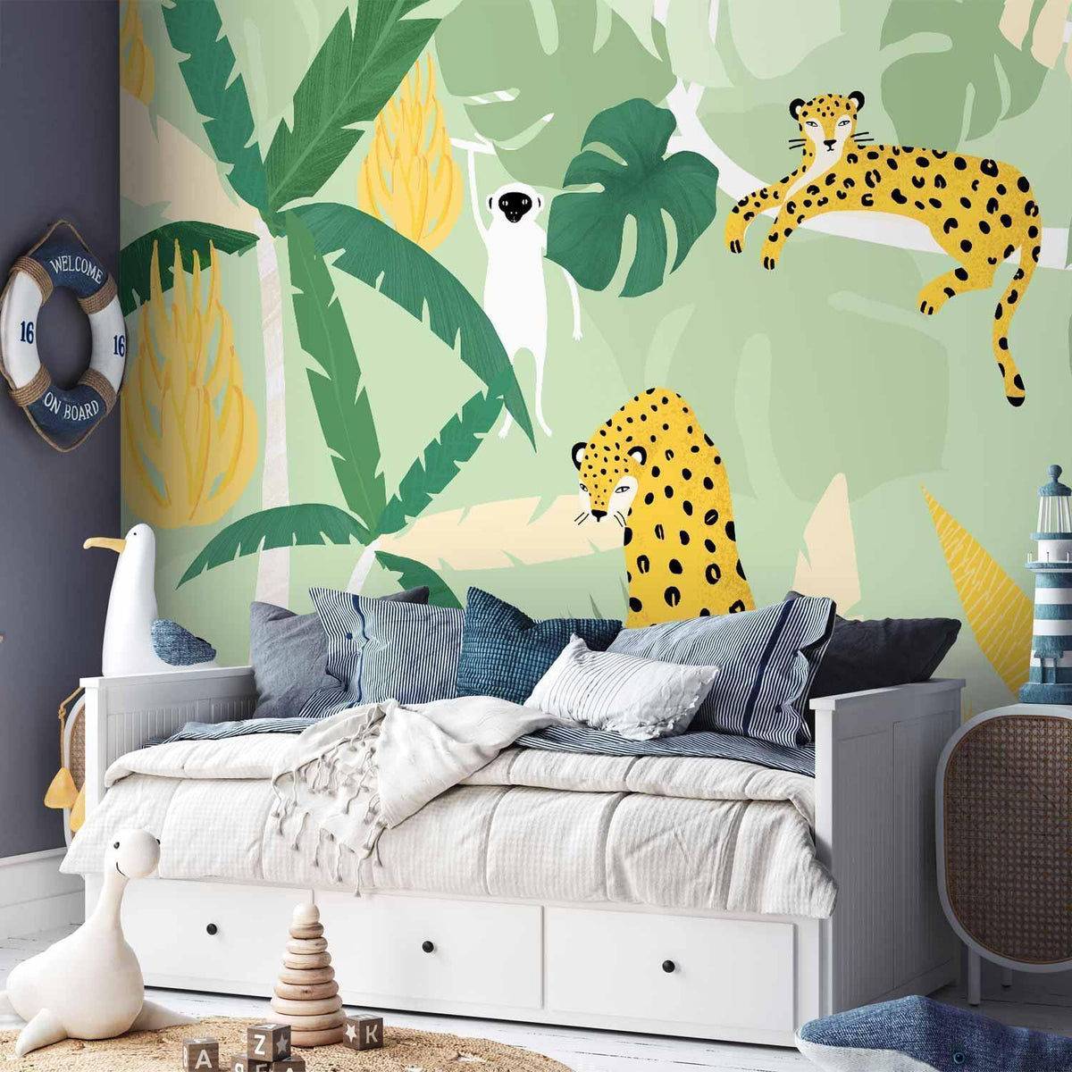 Fototapete - Cheetahs in the jungle - landscape with animals in the tropics for children