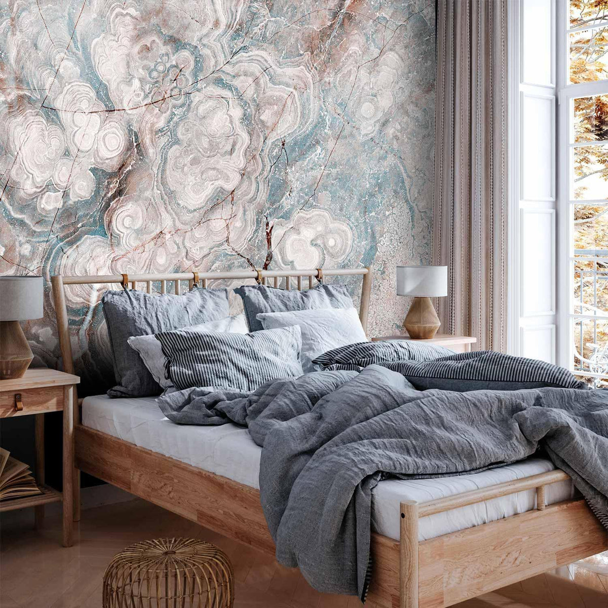 Fototapete - Marble Flowers - Natural Stone Structures in Pastel Colours