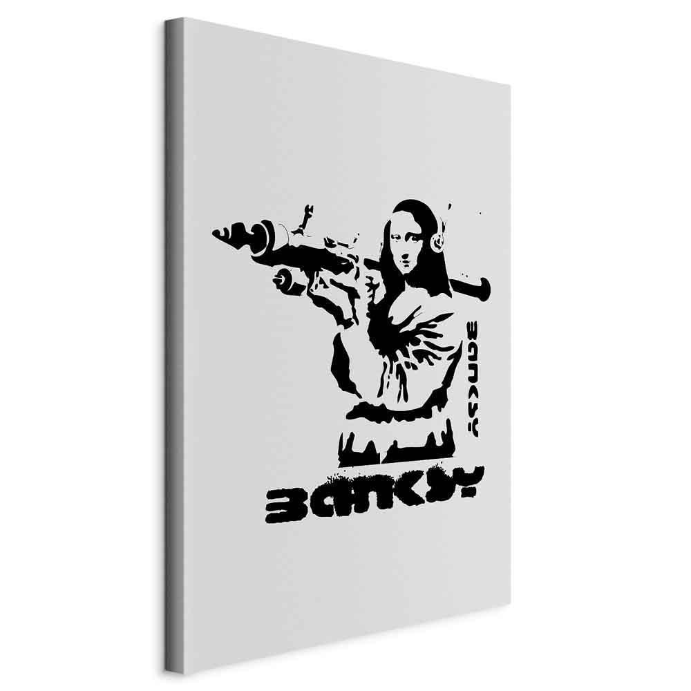 Leinwandbild - Contrast Duel (1-part) - Banksy on Mural with Mona Lisa