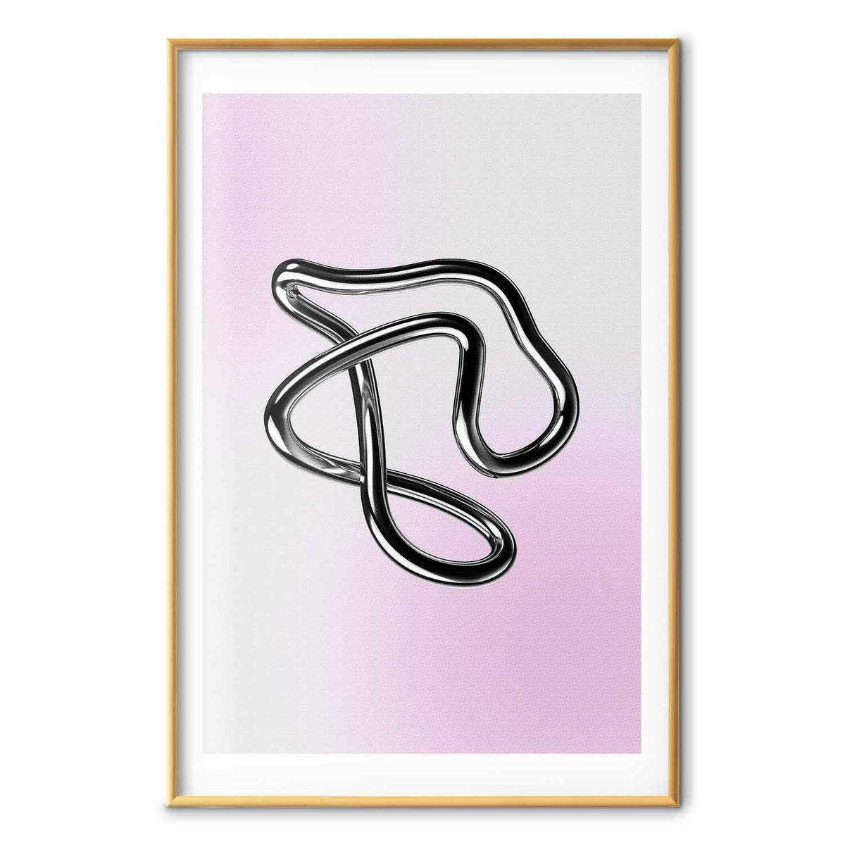 Poster - Silver Intricacies - fluid metallic figure on a gradient background