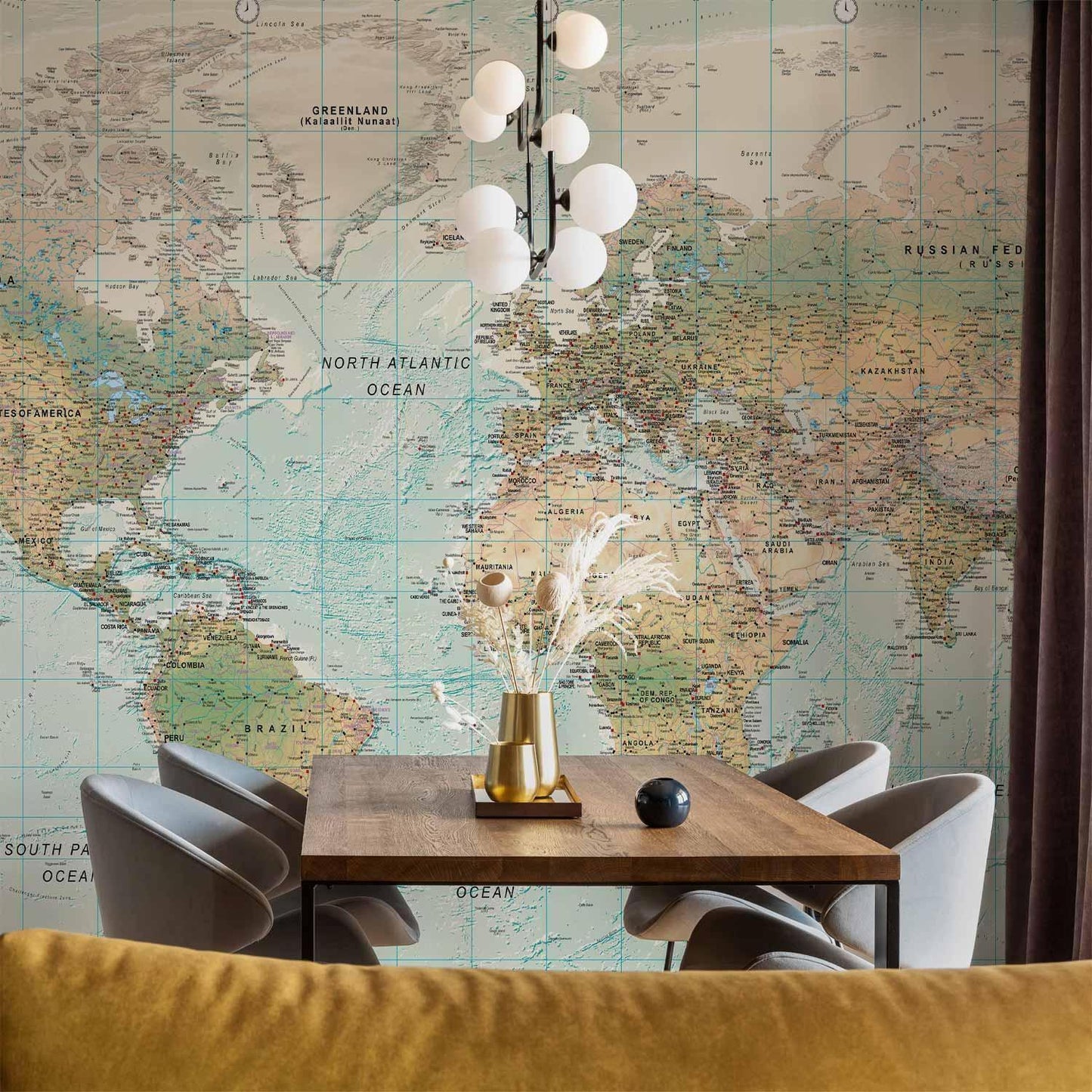 Detailreiche Globus-Tapete für Wohnzimmer oder Büro